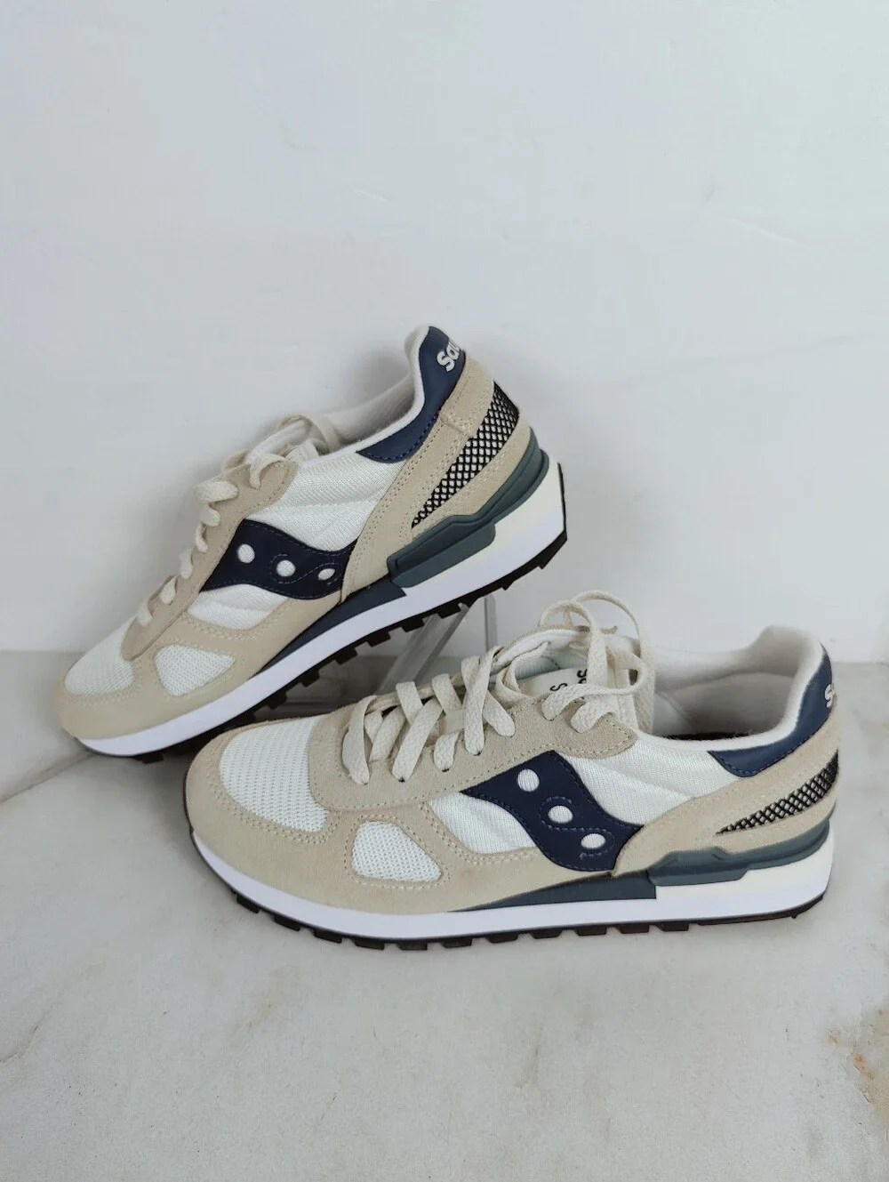 NIB Saucony Men's Shadow Original Sneakers Navy Beige, Sz 7.5
